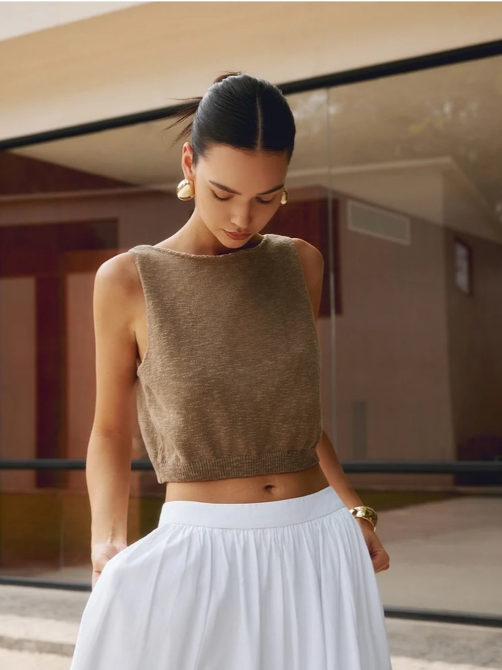 Commense - XS Brown Crop Top